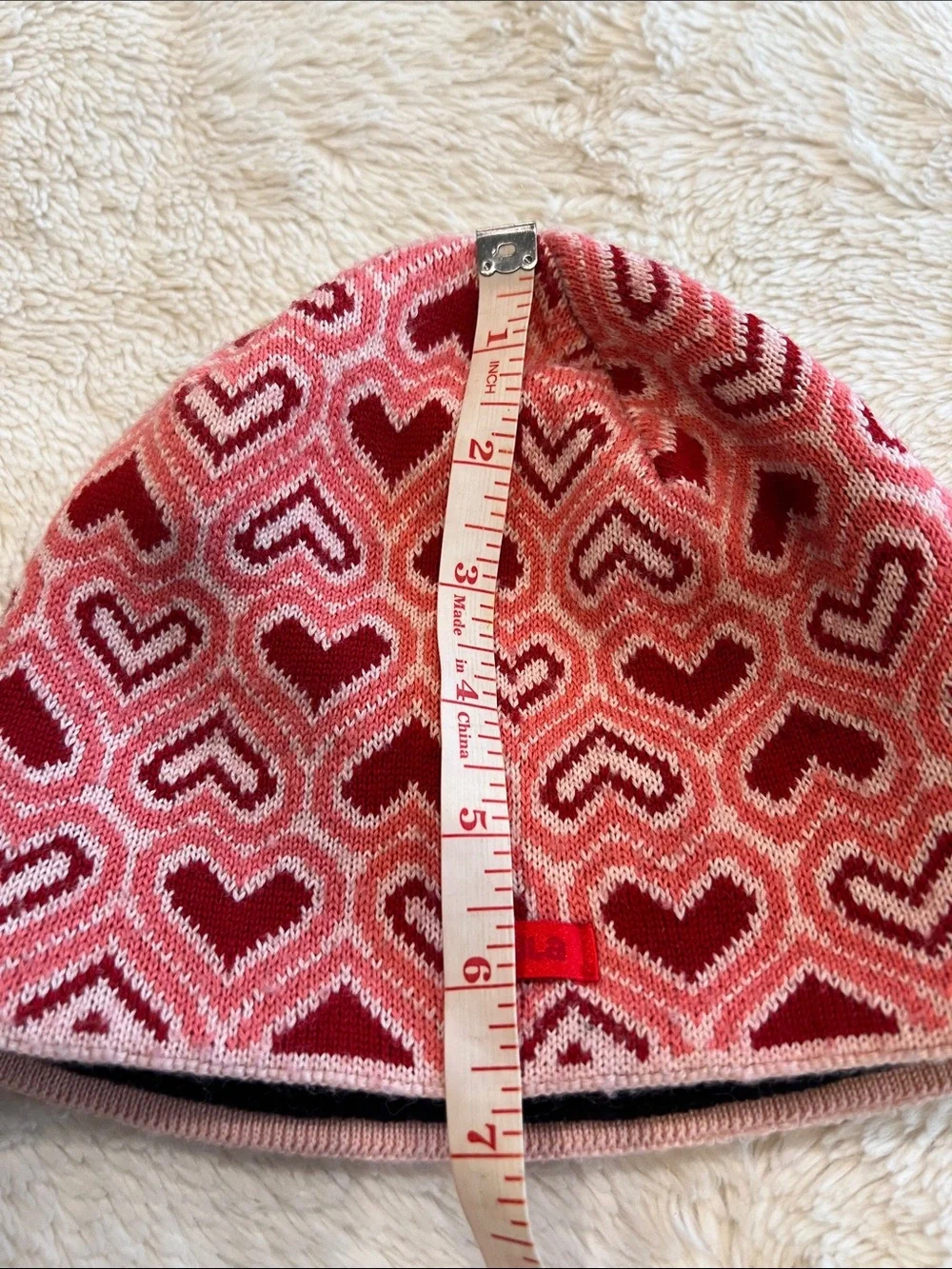 Bula Winter Hat Red Pink Hearts wool